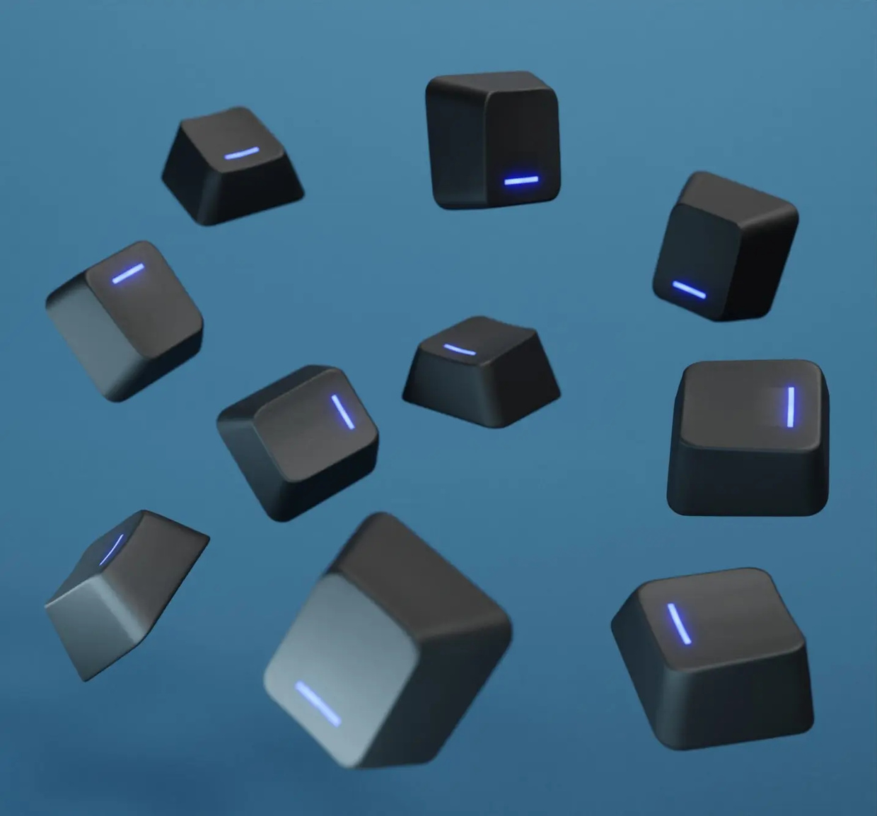 Ten blank keycaps