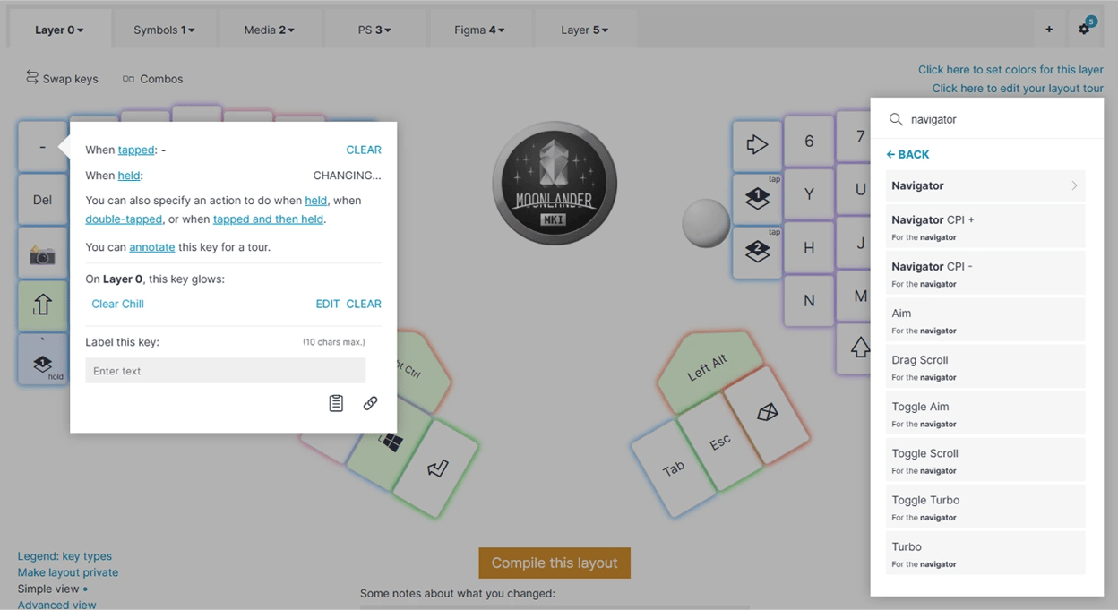 Navigator keys selection in Oryx