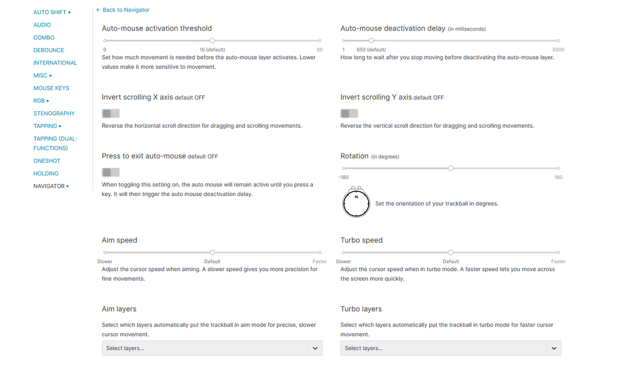 Configuring advanced Navigator settings in Oryx