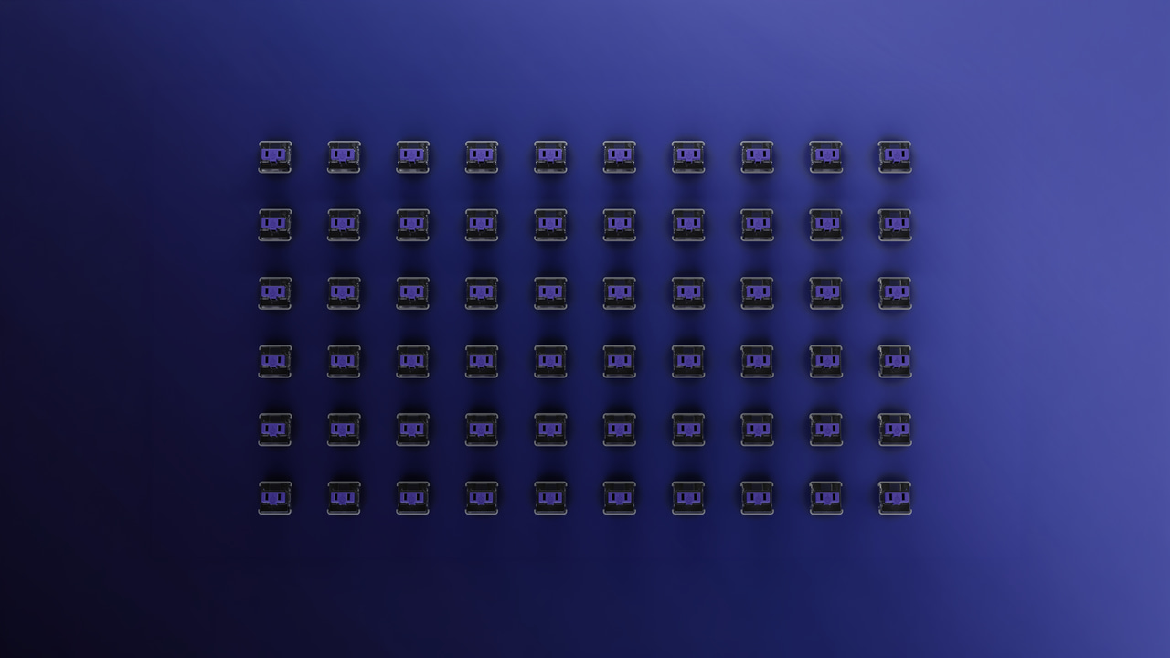 Platypus keyswitches arranged in rows