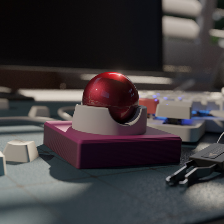 Close up of the Navigator Trackball with the custom shell