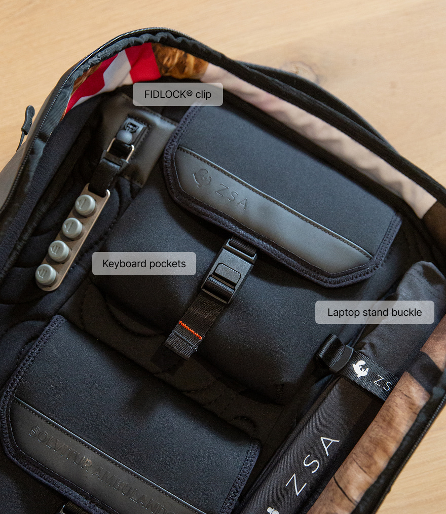 Close-up detail of the premium materials and internal padding, designed to protect sensitive keyboard components.